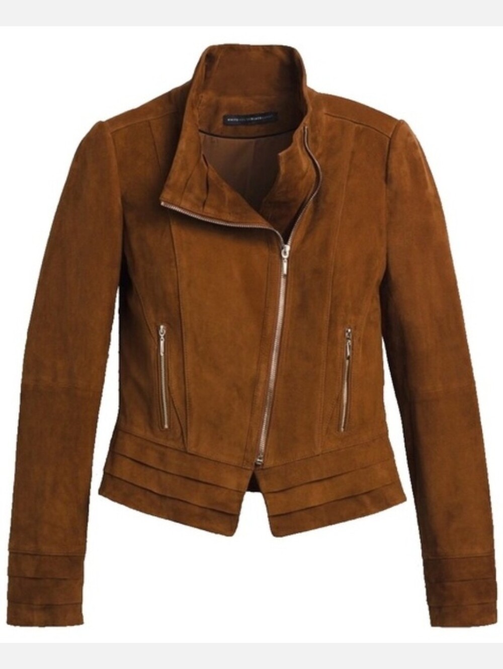 WHBM New Suede Moto Jacket genuine leather whisky color size S